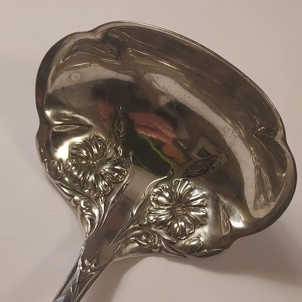 Wm. A Roger's Antique Soup Punch Silverplate Ladle Grenoble Pattern 10 inches